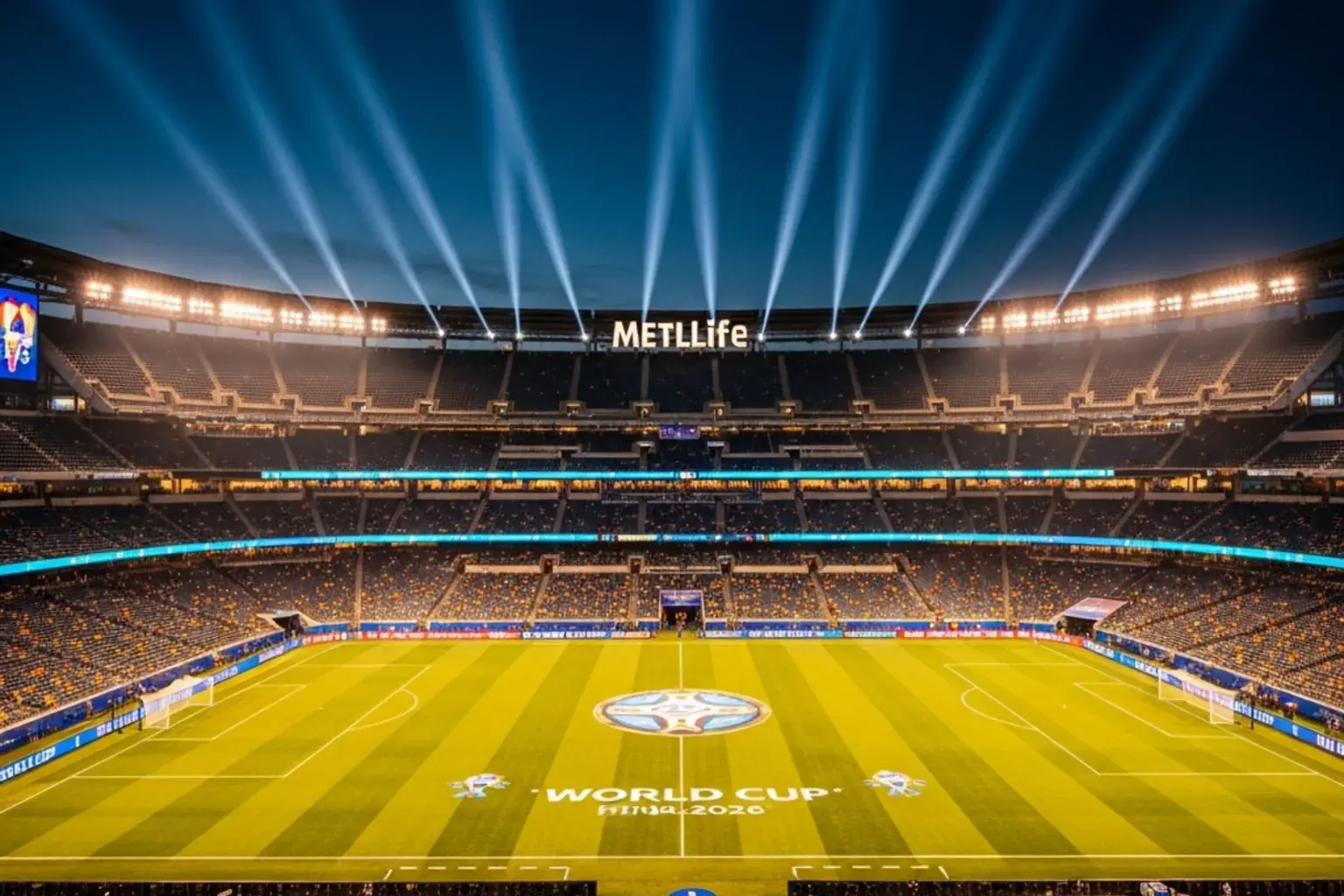 MetLife Stadium illuminé pour la finale de la Coupe du Monde 2026